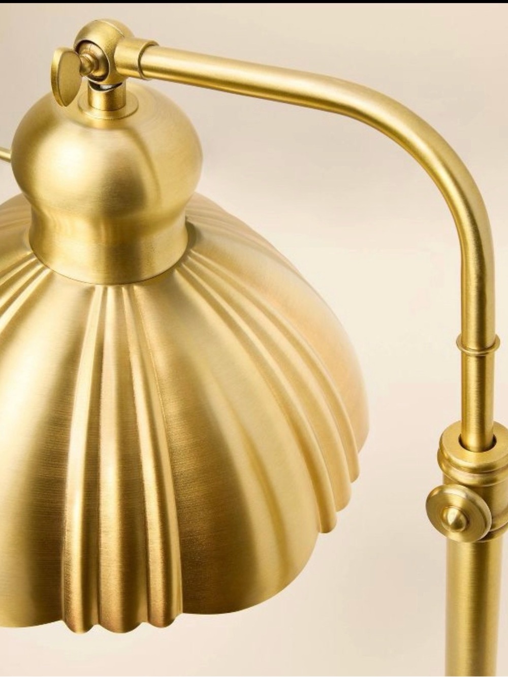Gold Metal Desk Lamp - Elegant Curved Shade - Picture 2 of 4